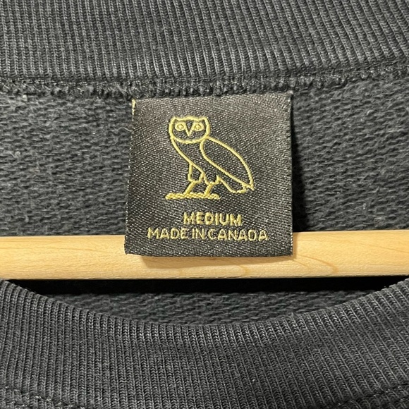 OVO Men’s Black Long Sleeve Crewneck Sweatshirt - Size Medium, Made in Canada - Picture 10 of 11